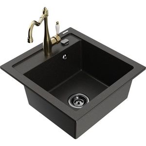 MEXEN/S MEXEN/S - Vito granitový drez 1-miska vrátane batérie Carla, čierna/zlatá metalik 6503-75-670700-50-B vyobraziť