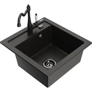 MEXEN/S MEXEN/S - Vito granitový drez 1-miska vrátane batérie Carla, čierna/zlatá metalik 6503-75-670700-70-B vyobraziť