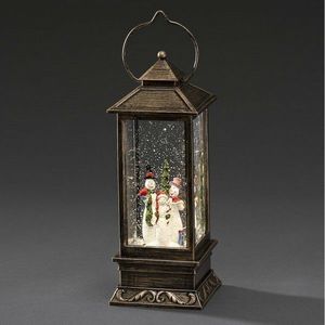 Dekoratívny LED lampáš so snehuliakom, hnedá vyobraziť