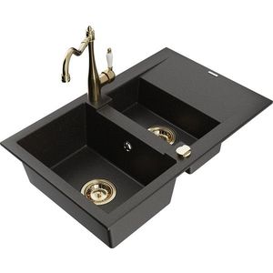 MEXEN/S MEXEN/S - Gaspar granitový drez 1.5 s odkvapkávačom vrátane batérie Carla, čierna/zlatá metalik 6507-75-670700-50 vyobraziť