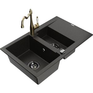 MEXEN/S MEXEN/S - Gaspar granitový drez 1.5 s odkvapkávačom vrátane batérie Carla čierna/zlatá metalik 6507-75-670700-50-B vyobraziť