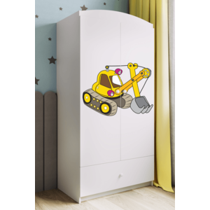 Detská skriňa Babydreams 90 cm bager biela vyobraziť