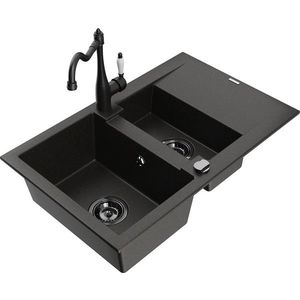 MEXEN/S MEXEN/S - Gaspar granitový drez 1.5 s odkvapkávačom vrátane batérie Carla čierna/zlatá metalik 6507-75-670700-70-B vyobraziť