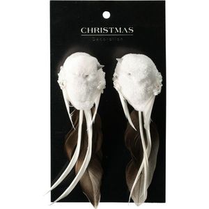 Set vianočných ozdôb Vtáčik, biela, 14x4x4 cm, s klipom, SET 2 KS vyobraziť