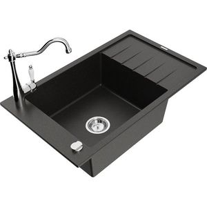 MEXEN/S MEXEN/S - Elias granitový drez 1-miska vrátane batérie Carla, čierna/zlatá metalik 6511-75-670700-00 vyobraziť