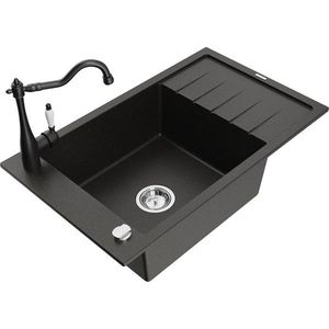 MEXEN/S MEXEN/S - Elias granitový drez 1-miska vrátane batérie Carla, čierna/zlatá metalik 6511-75-670700-70 vyobraziť