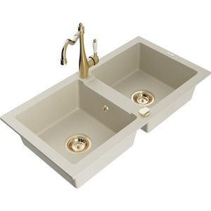 MEXEN/S MEXEN/S - Mario granitový drez 2-bowl vrátane batérie Carla, béžová 6504-69-670700-50 vyobraziť