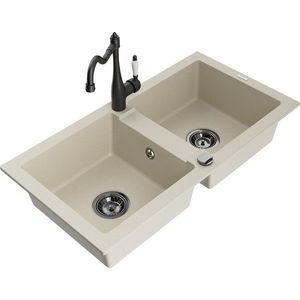 MEXEN/S MEXEN/S - Mario granitový drez 2-bowl vrátane batérie Carla, béžová 6504-69-670700-70 vyobraziť