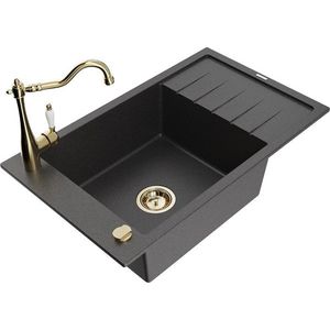 MEXEN/S MEXEN/S - Elias granitový drez 1-miska s odkvapkávačom vrátane batérie Carla, čierna kropenatá 6511-76-670700-50 vyobraziť