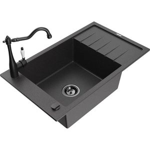 MEXEN/S MEXEN/S - Elias granitový drez 1-miska s odkvapkávačom vrátane batérie Carla, čierna kropenatá 6511-76-670700-70-B vyobraziť