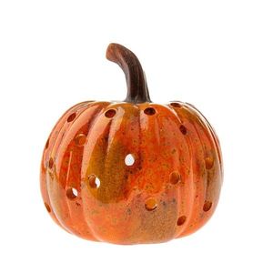 Jesenný keramický svietnik Tekvica, 9 x 15 cm vyobraziť