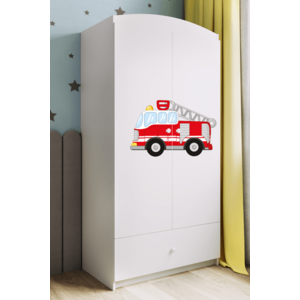 Detská skriňa Babydreams 90 cm hasičské auto biela vyobraziť