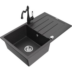 MEXEN/S MEXEN/S - Bruno granitový drez 1-miska s odkvapkávačom vrátane batérie Carla, čierna kropenatá 6513-76-670700-70 vyobraziť