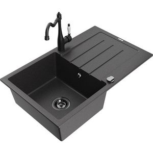 MEXEN/S MEXEN/S - Bruno granitový drez 1-miska s odkvapkávačom vrátane batérie Carla, čierna kropenatá 6513-76-670700-70-B vyobraziť