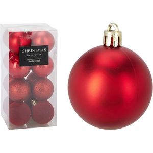 Súprava 16 vianočných ozdôb Festive Sparkles, červená, pr. 5 cm, plast vyobraziť