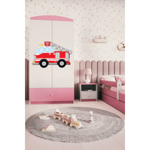 Detská skriňa Babydreams 90 cm hasičské auto ružová vyobraziť