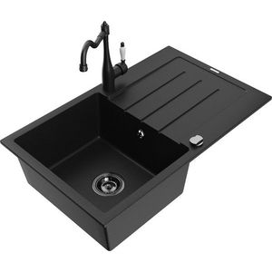 MEXEN/S MEXEN/S - Bruno granitový drez 1-miska s odkvapkávačom vrátane batérie Carla, čierna 6513-77-670700-70-B vyobraziť