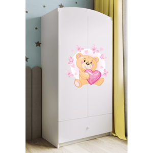 Detská skriňa Babydreams 90 cm medvedík s motýlikmi biela vyobraziť