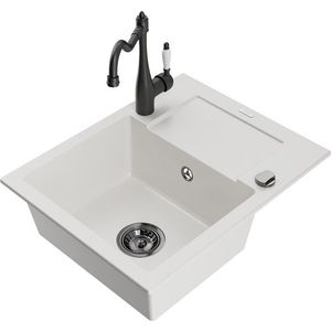 MEXEN/S MEXEN/S - Enzo granitový drez 1 s odkvapkávačom vrátane batérie Carla, biela 6506-20-670700-70 vyobraziť