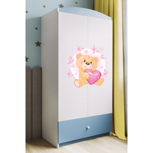 Detská skriňa Babydreams 90 cm medvedík s motýlikmi modrá vyobraziť