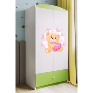 Detská skriňa Babydreams 90 cm medvedík s motýlikmi zelený vyobraziť