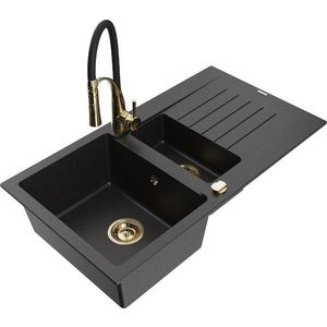 MEXEN/S MEXEN/S - Matias granitový drez 1.5 s odkvapkávačom vrátane batérie Aster, čierna/strieborná 6502-73-73450-57-G vyobraziť