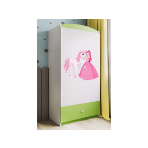 Detská skriňa Babydreams 90 cm princezná a poník zelená vyobraziť