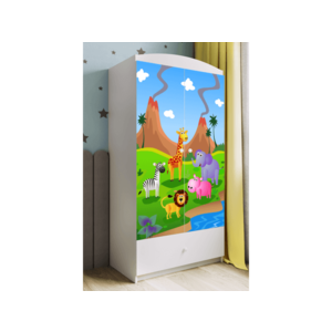 Detská skriňa Babydreams 90 cm safari biela vyobraziť