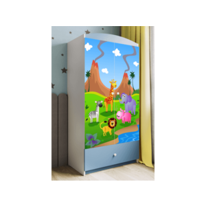 Detská skriňa Babydreams 90 cm safari modrá vyobraziť