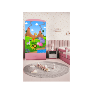 Detská skriňa Babydreams 90 cm safari ružová vyobraziť
