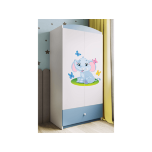 Detská skriňa Babydreams 90 cm slon s motýlikmi modrá vyobraziť