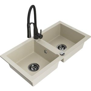 MEXEN/S MEXEN/S - Mario granitový drez 2-bowl vrátane batérie Aster, bážová 6504-69-73450-70-B vyobraziť