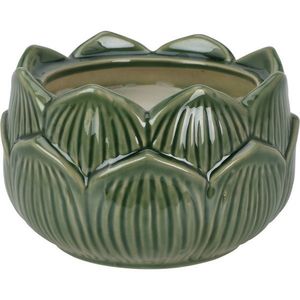Sviečka v porcelánovom kvetinovom kalíšku 12 x 7, 8 cm, zelená vyobraziť