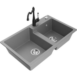 MEXEN/S MEXEN/S - Tomas granitový drez 2-bowl vrátane batérie Carla, šedá 6516-71-670700-70 vyobraziť