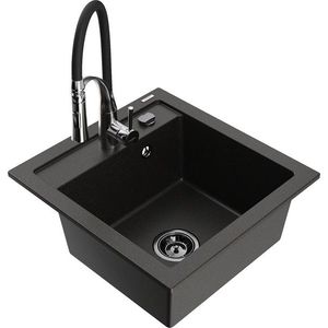 MEXEN/S MEXEN/S - Vito granitový drez 1-miska vrátane batérie Aster, čierna/zlatá metali 6503-75-73450-07-B vyobraziť