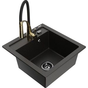 MEXEN/S MEXEN/S - Vito granitový drez 1-miska vrátane batérie Aster, čierna/zlatá metali 6503-75-73450-57-B vyobraziť