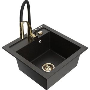 MEXEN/S MEXEN/S - Vito granitový drez 1-miska vrátane batérie Aster, čierna/zlatá metali 6503-75-73450-57-G vyobraziť