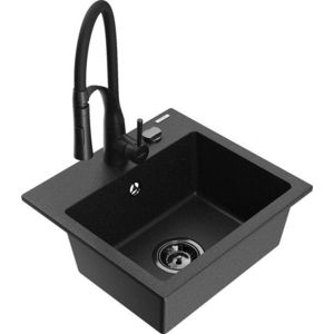 MEXEN/S MEXEN/S - Milo granitový drez 1-miska vrátane batérie Aster, čierna/strieborná metalík 6505-73-73450-70-B vyobraziť