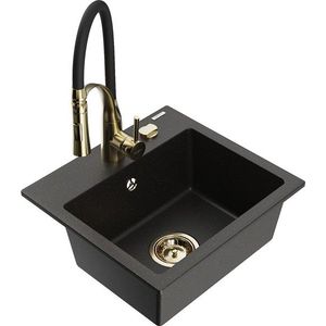 MEXEN/S MEXEN/S - Milo granitový drez 1-miska vrátane batérie Aster, čierna/zlatá metalik 6505-75-73450-57-G vyobraziť