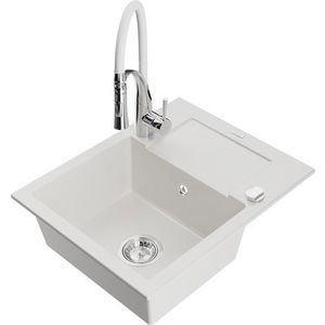 MEXEN/S MEXEN/S - Enzo granitový drez 1 s odkvapkávačom vrátane batérie Aster, biela 6506-20-73450-02 vyobraziť