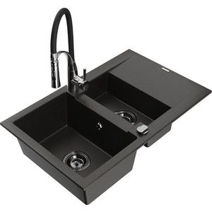 MEXEN/S MEXEN/S - Gaspar granitový drez 1.5 s odkvapkávačom vrátane batérie Aster, čierna/zlatá metalik 6507-75-73450-07-B vyobraziť