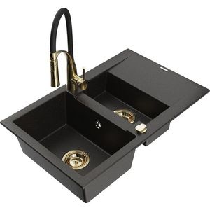 MEXEN/S MEXEN/S - Gaspar granitový drez 1.5 s odkvapkávačom vrátane batérie Aster, čierna/zlatá metalik 6507-75-73450-57-G vyobraziť