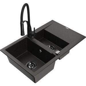 MEXEN/S MEXEN/S - Gaspar granitový drez 1.5 s odkvapkávačom vrátane batérie Aster, čierna/zlatá metalik 6507-75-73450-70-B vyobraziť