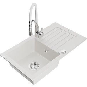 MEXEN/S MEXEN/S - Pablo granitový drez 1 s odkvapkávačom vrátane batérie Aster, biela 6510-20-73450-02 vyobraziť