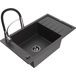 MEXEN/S MEXEN/S - Elias granitový drez 1 s odkvapkávačom vrátane batérie Aster, čierna kropenatá 6511-76-73450-07-B vyobraziť