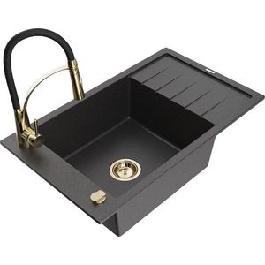 MEXEN/S MEXEN/S - Elias granitový drez 1 s odkvapkávačom vrátane batérie Aster, čierna kropenatá 6511-76-73450-57-G vyobraziť