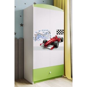 Detská skriňa Babydreams 90 cm závodné auto zelená vyobraziť