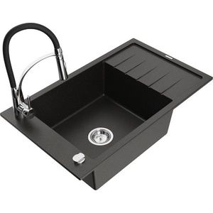 MEXEN/S MEXEN/S - Elias granitový drez s odkvapkávačom vrátane batérie Aster, čierna/zlatá metalik 6511-75-73450-70 vyobraziť