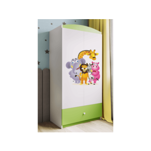 Detská skriňa Babydreams 90 cm ZOO zelená vyobraziť