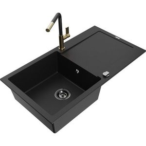 MEXEN/S MEXEN/S - Leo granitový drez 1 s odkvapkávačom vrátane batérie Flora, čierna 6501-77-670401-57-B vyobraziť